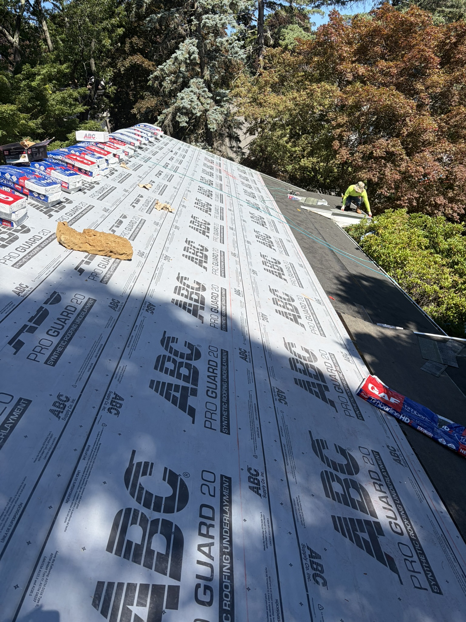 Roof underlayment installation by Red Sky Construction, Greater Boston MA